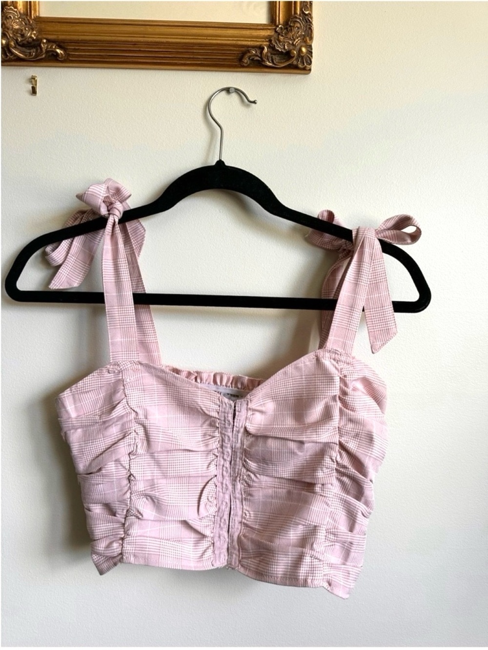 Princess Polly Plaid Tie Strap Corset Front Crop Top Sleeveless Womens 4 Pink